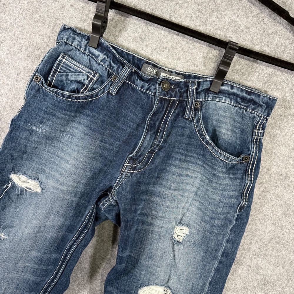 BKE Jake Straight Leg Jeans Women 31S Blue Distressed ABW16082